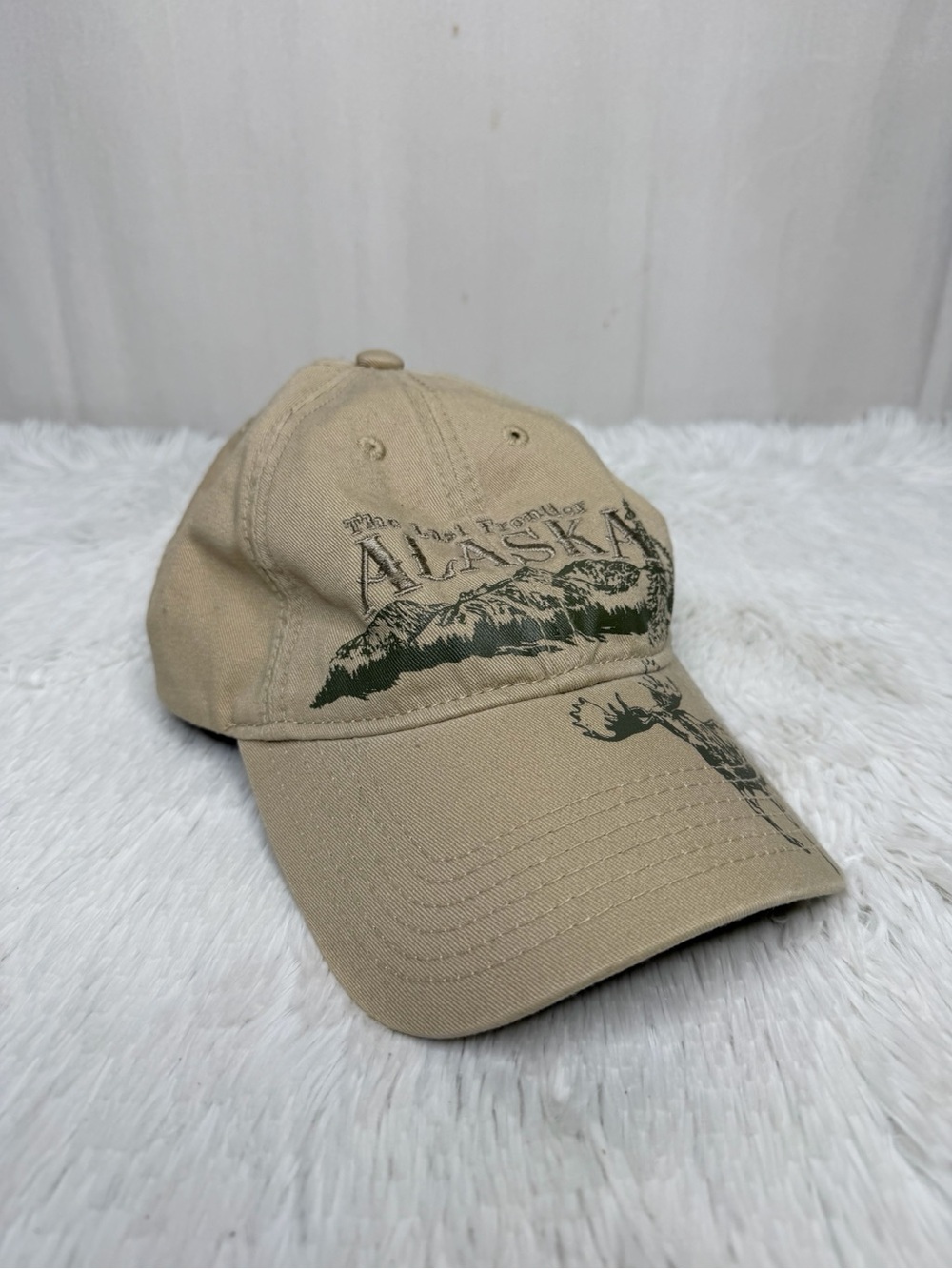 ARCTIC CIRCLE / vintage tan green Alaska moose gorpcore baseball hat / OS